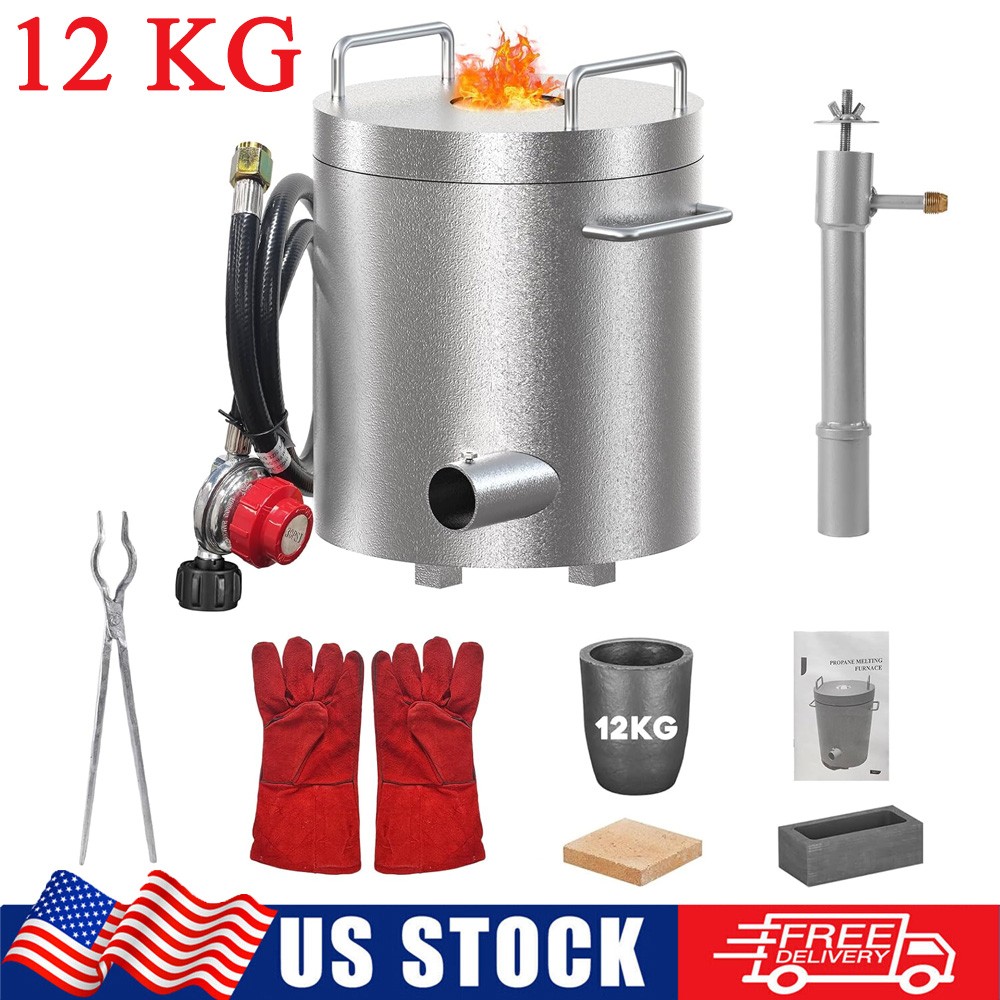 12KG Gas Metal Melting Furnace Kit Propane Metal Recycle with Crucible and Tongs