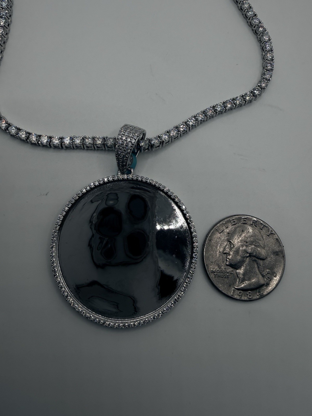 Moissanite 3.2mm Tennis Chain 20” & 925 Sterling Silver Iced Vvsd Pic Pendant