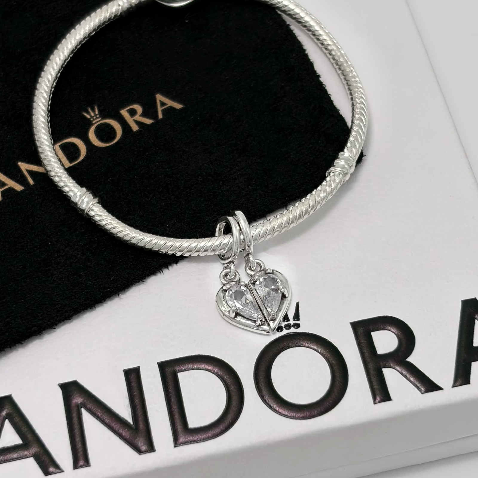 100% NEW PANDORA 925 Silver Splittable Mother & Daughter Dangle Charm, 792643C01