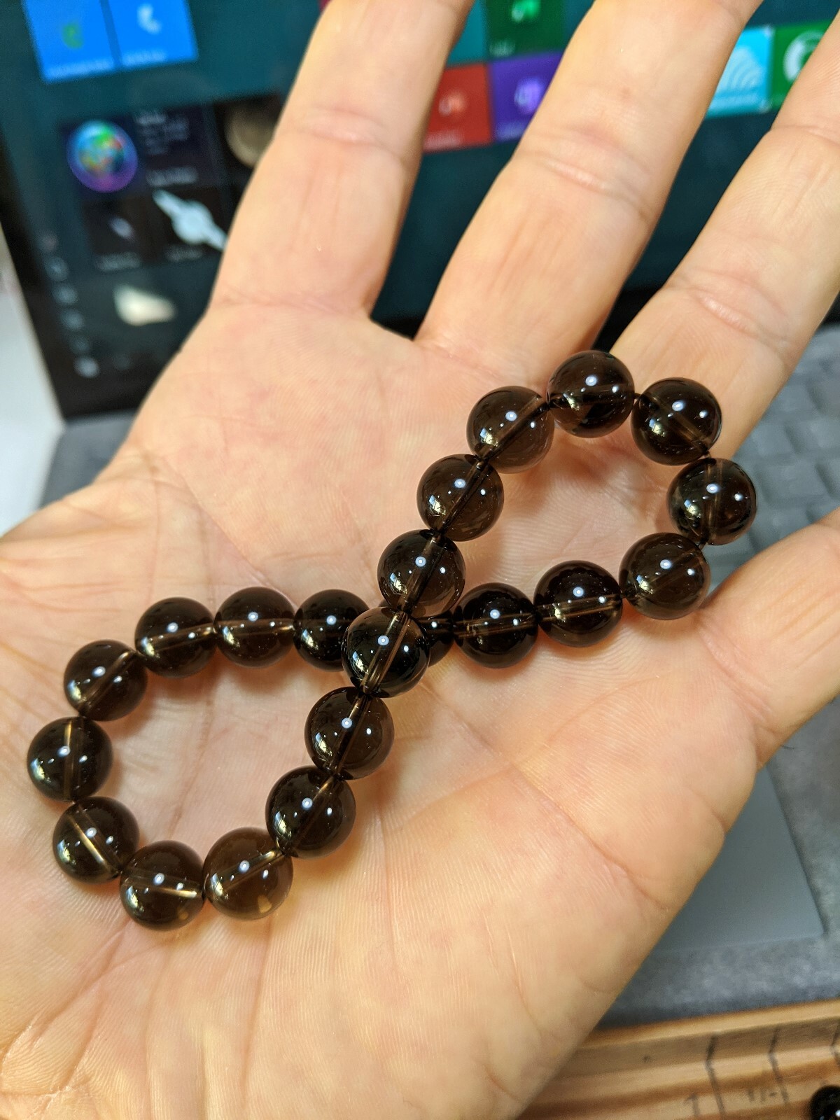 Champagne Brown Smoky Quartz Bead Bracelet Men Stretch 10mm 7, 7.5, 8, or 8.5 in