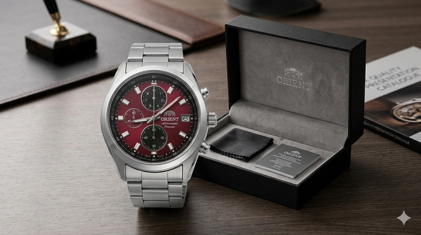 Orient Neo70’s Horizon Solar Chronograph Watch Red Dial WV0031TY Stainless Steel