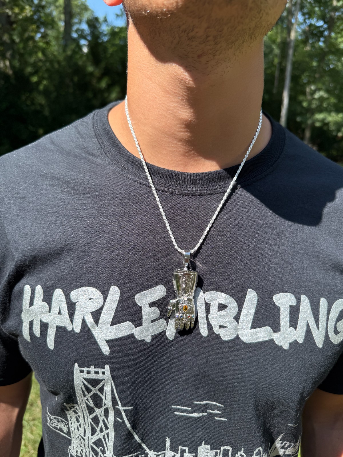 Limited Edition Thanos Infinity Hand Glove Gauntlet 925 Sterling Silver Pendant