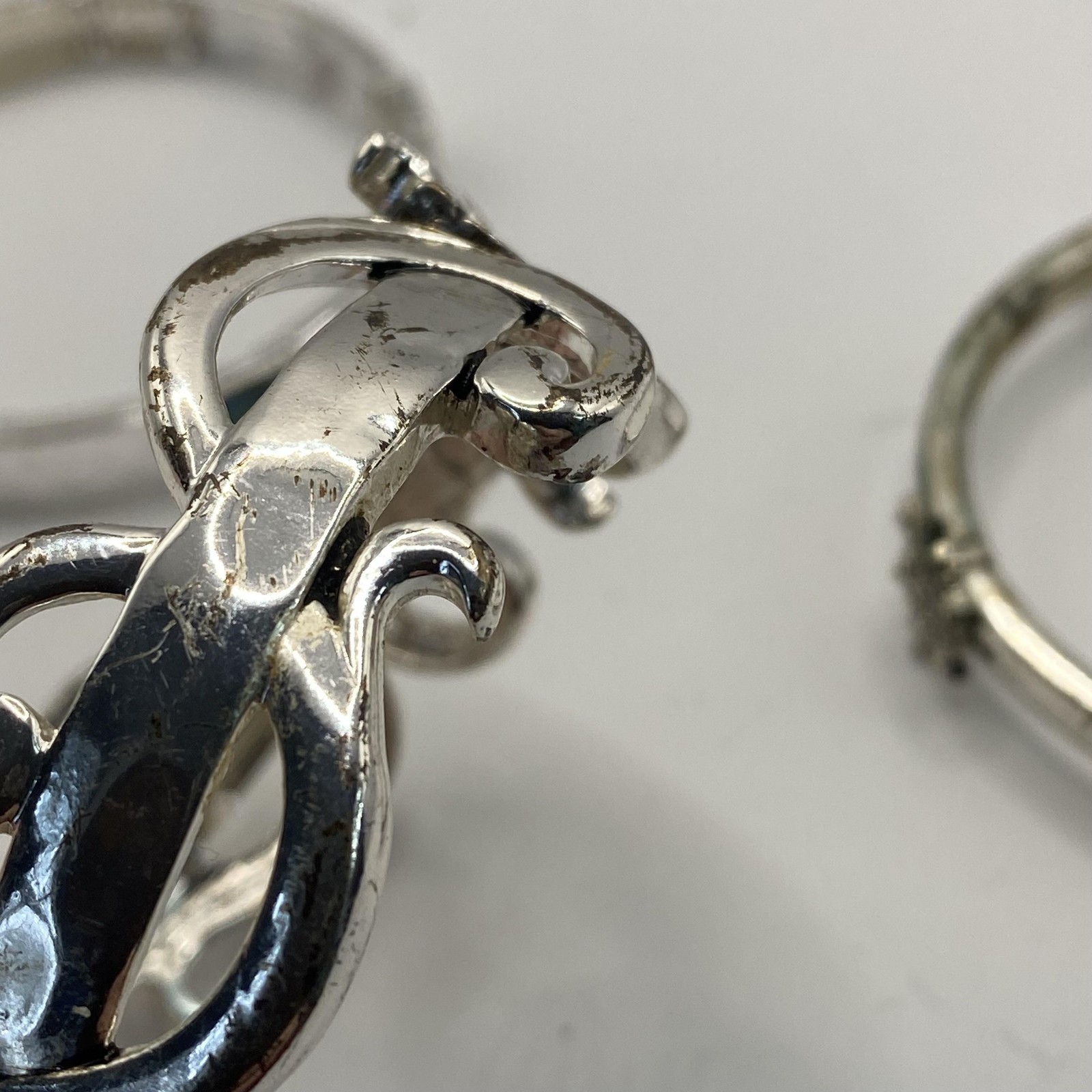 Silver Tone Bangle Beaded Bracelet Lot 4 Love Peace Inspirational 7.9 Inch