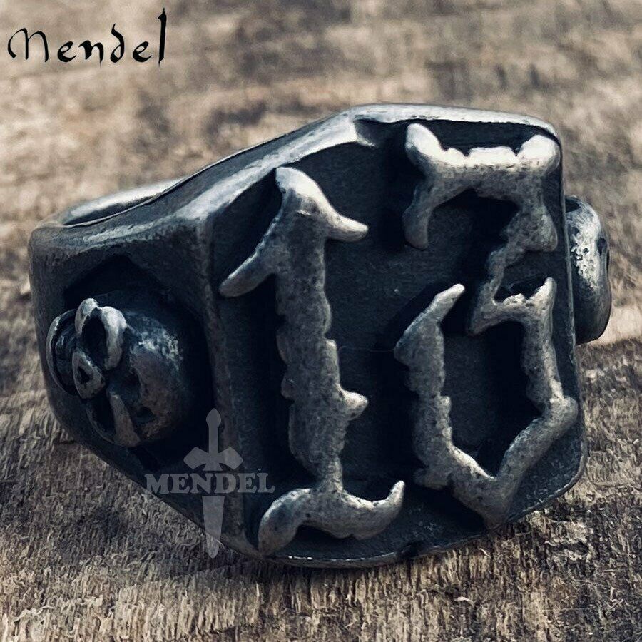 MENDEL Gothic Mens Biker Skull Number 13 Ring For Men Stainless Steel Size 7-15