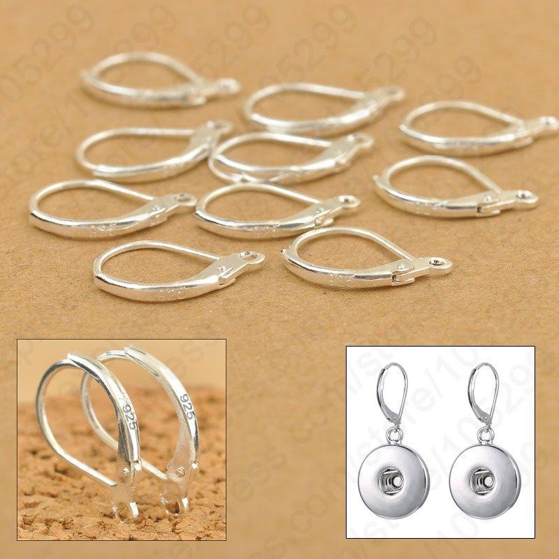 100PCS 925 Sterling Silver Earring Hooks Leverback Ear Wire Jewelry Findings