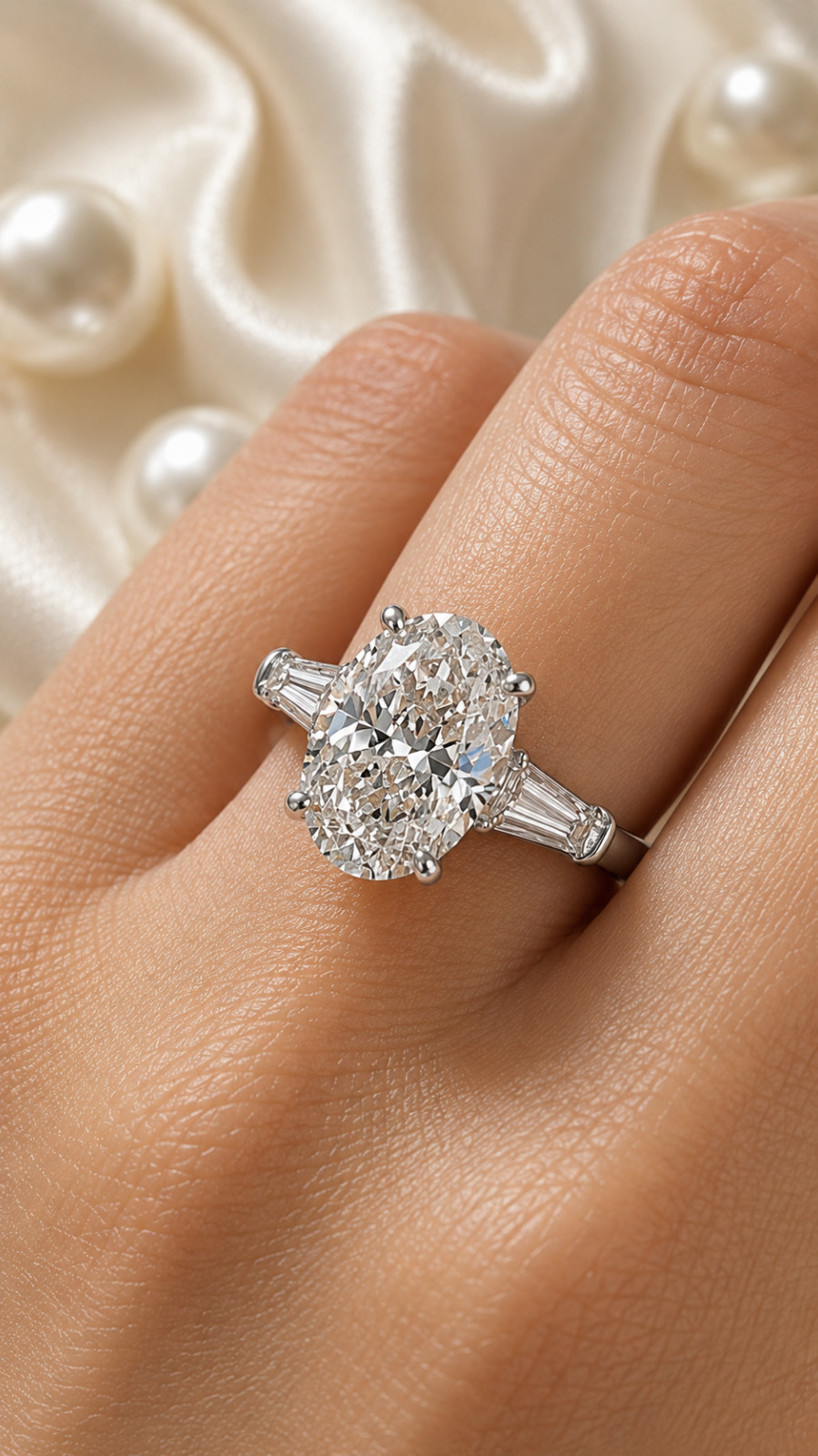 IGI Certified Lab Grown Diamond Engagement Ring 6.80 Ct Oval Cut 14k White Gold