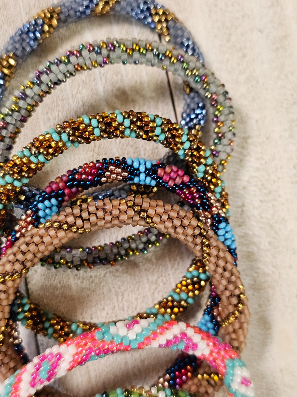 G14 7 PCs Nepal Beaded Bracelets Assortment Seed Bead 7″ Average Size FREE SHIP