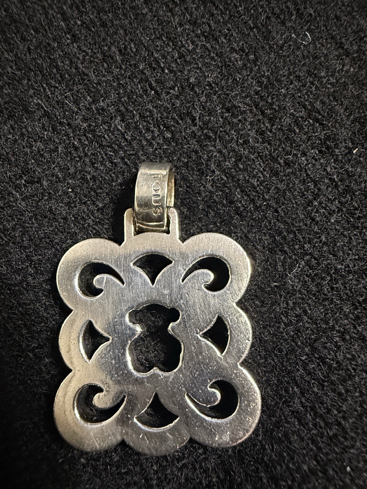 Tous Signed 925 Sterling Silver Bear Cutout Charm Pendant, No Stone