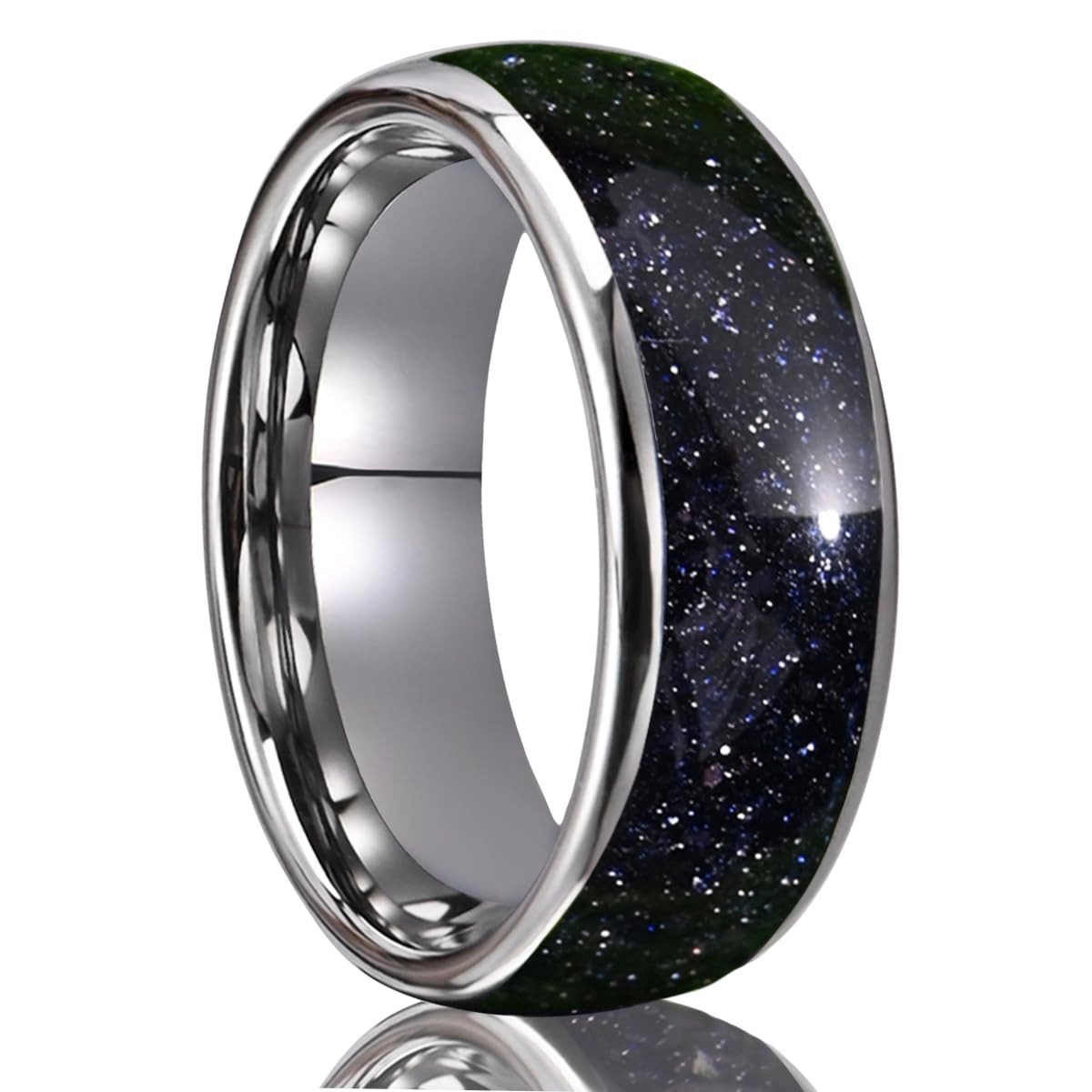 Tungsten Carbide Rings for Men and Women 8mm Blue Sandstone Nebula Starry Sky…