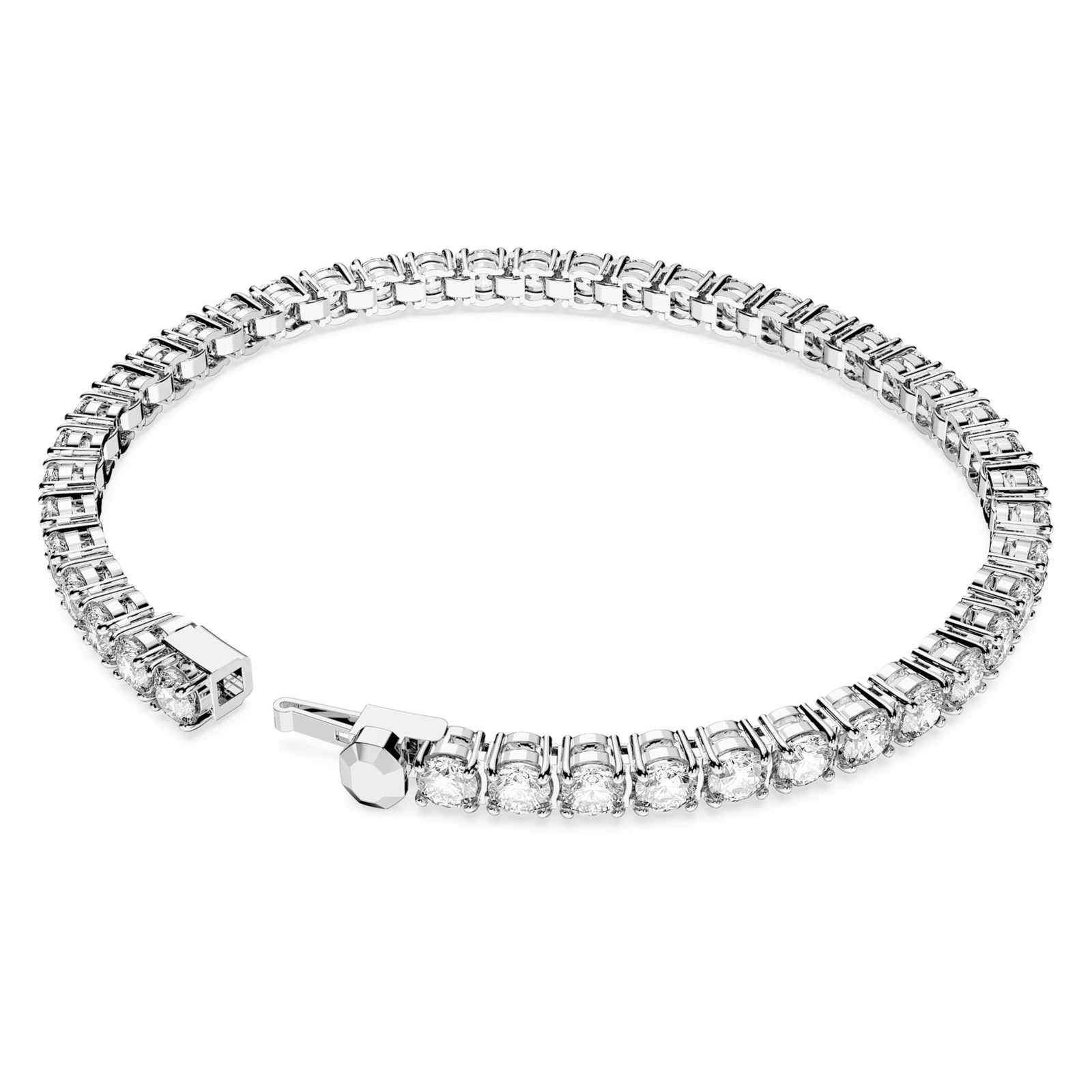 Swarovski Matrix Tennis Bracelet, Round Cut White, Rhodium Plated, Small 5648936