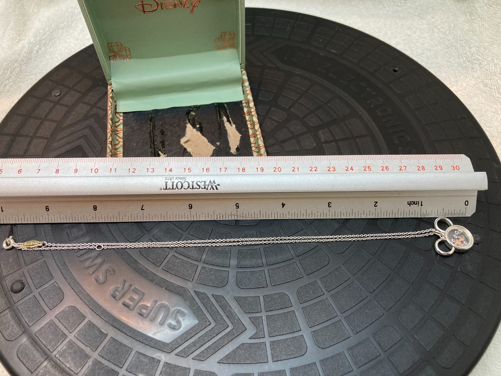 Disney LA Rocks Fine Silver Plated Mickey Forever Necklace -Nice, distressed bo