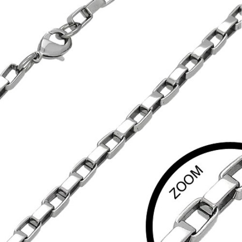 Stainless Steel Venetian-Box Link Chain Necklace – 4.1mm X 60mm – Hypoallergenic