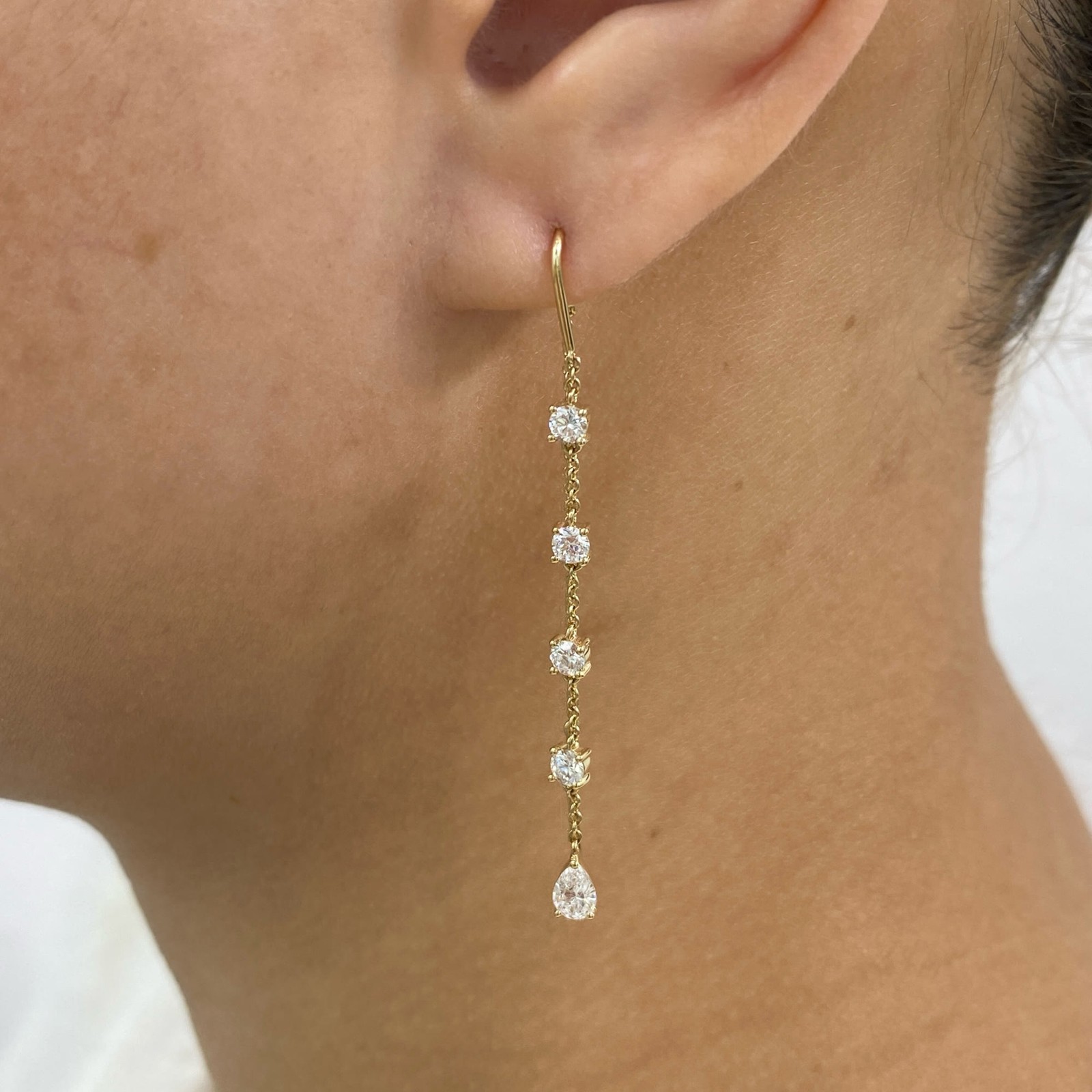 1.3ct TCW Drop Thread Earrings Yellow Gold 14K Lab-Grown Diamonds F/VS1 GGL
