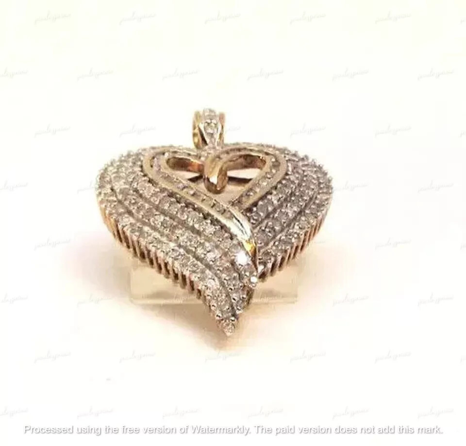 2Ct Round Cut Lab-Created Diamond Heart Pendant 14k Yellow Gold Plated 18″ Chain