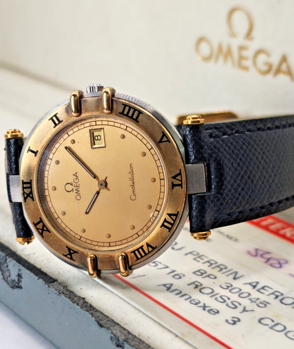Omega Constellation Manhattan Ref 196.0360.1 18k bezel Cal 1379 Box Papers 1996