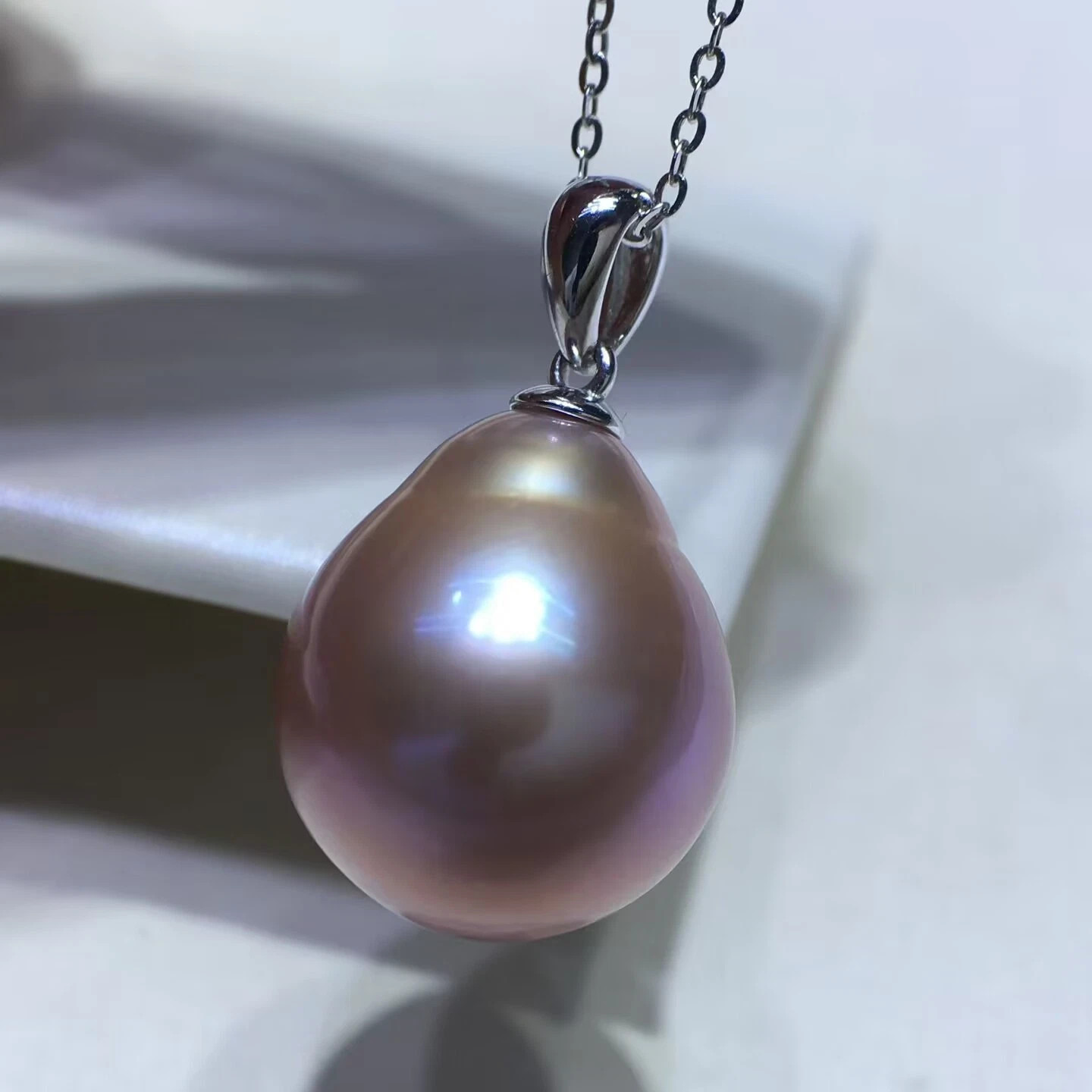 elegant 14-17mm south sea drop pink pearl pendant 925s