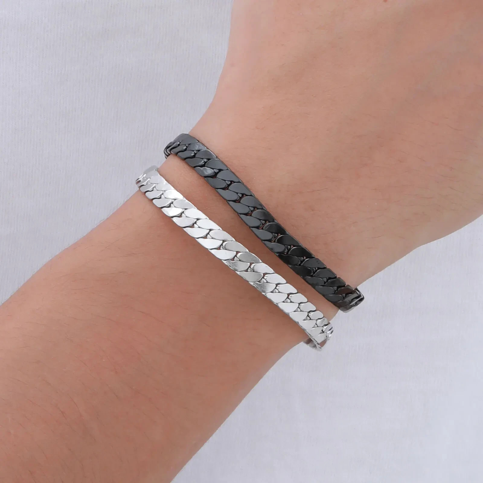 Flat Cuban Chain Bracelet Trendy Chain Links Wristband Classic Punk Jewelry Gift