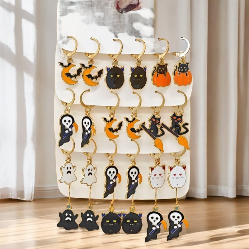 Halloween Earrings Set Ghost Pumpkin Devil Charms for Women