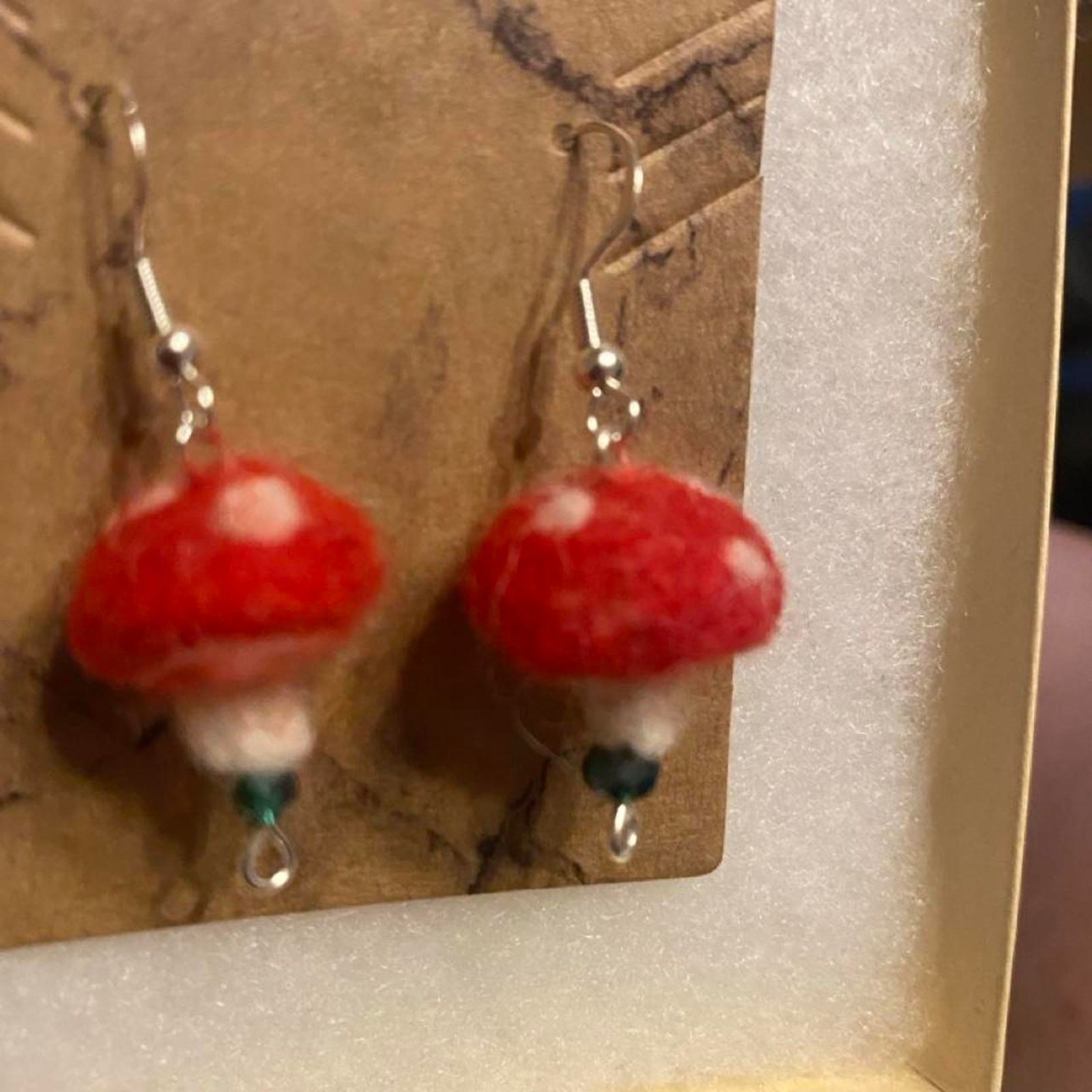 Handmade Toadstool mushroom earrings