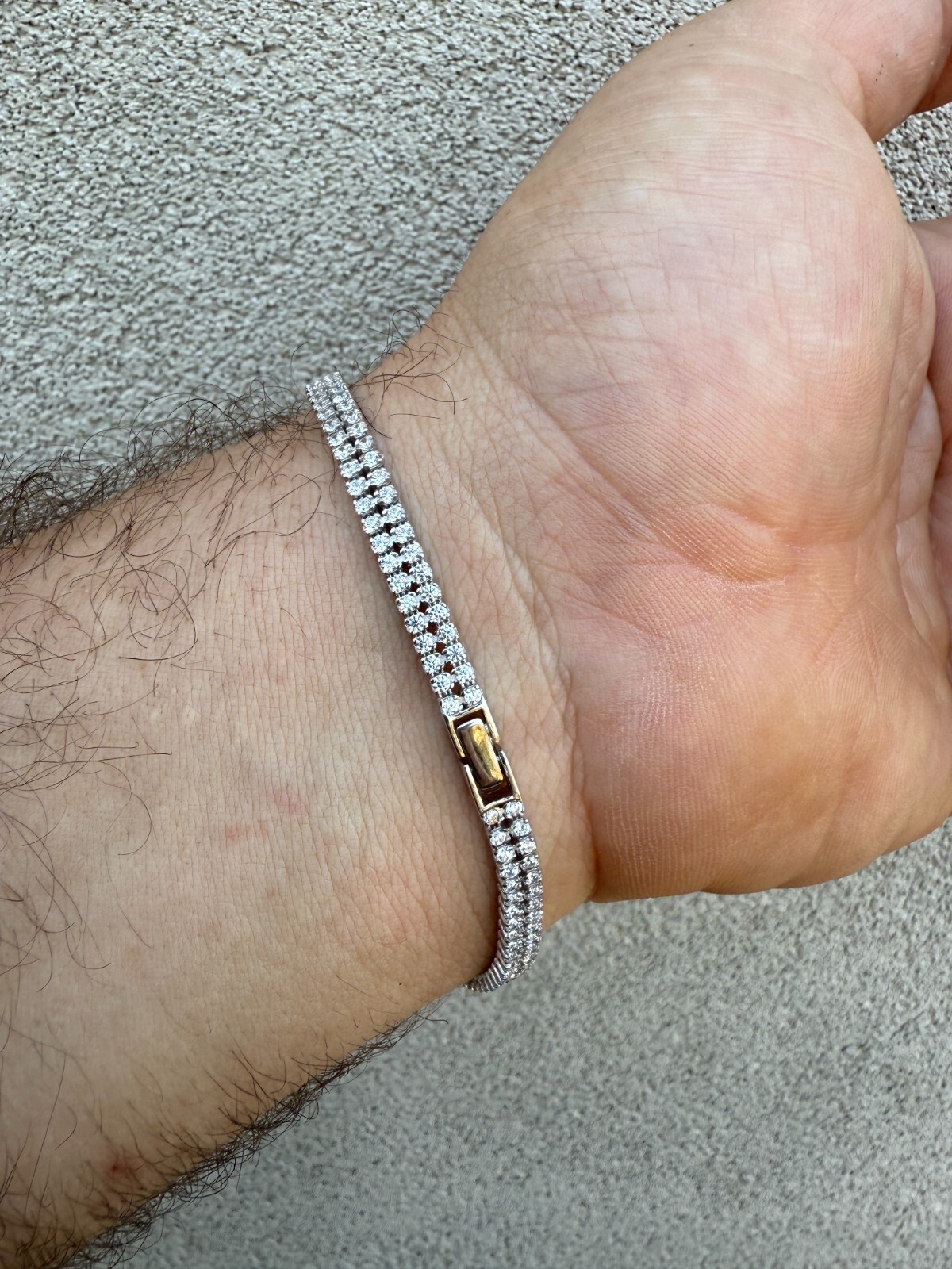 Real 925 Sterling Silver Micro Two Row 4.5mm Tennis Bracelet CZ 6-8″ Iced