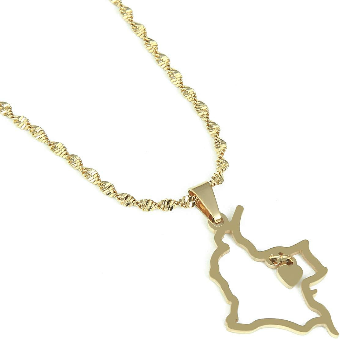 Heart Charm Colombia Map Pendant Necklace Map of Colombian Jewelry gold