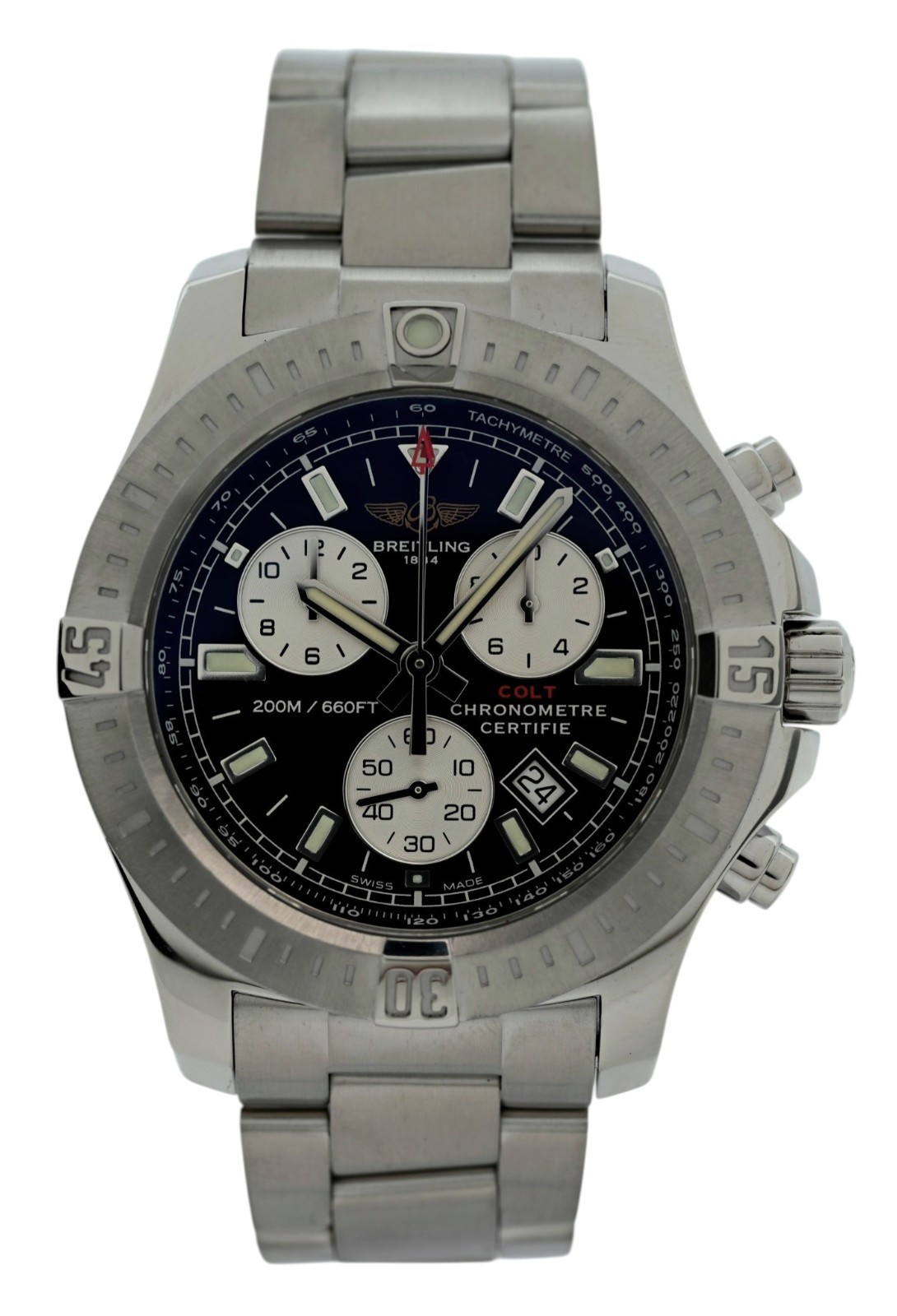 Breitling 44mm Men’s Colt Chronometer Chronograph SS Swiss A73388 Watch w/ B+P!