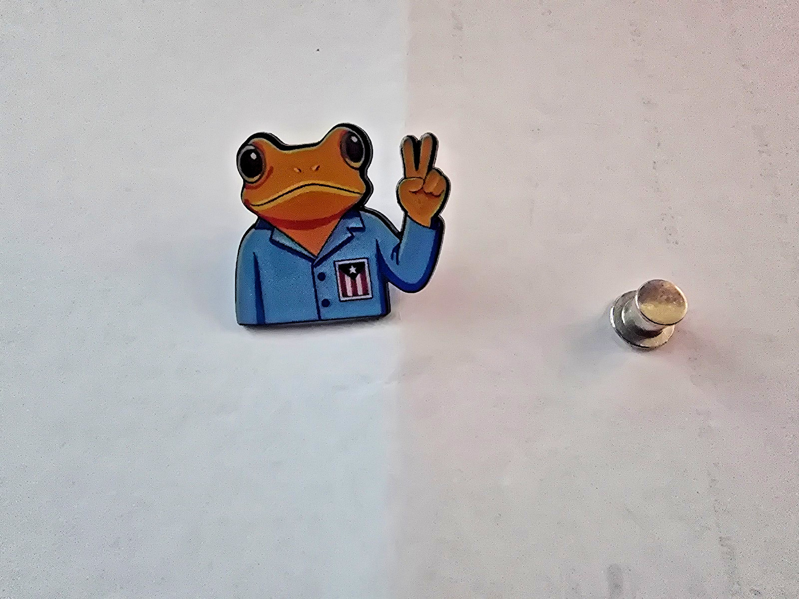 Frog Peace Sign Enamel Pin Puerto Rican Inspired Cute Collector Badge