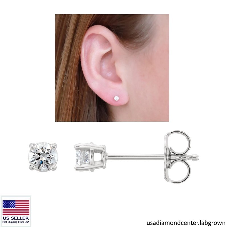 0.25 Carat Lab Grown Diamond Studs DEF Color VVS1 Clarity 3mm