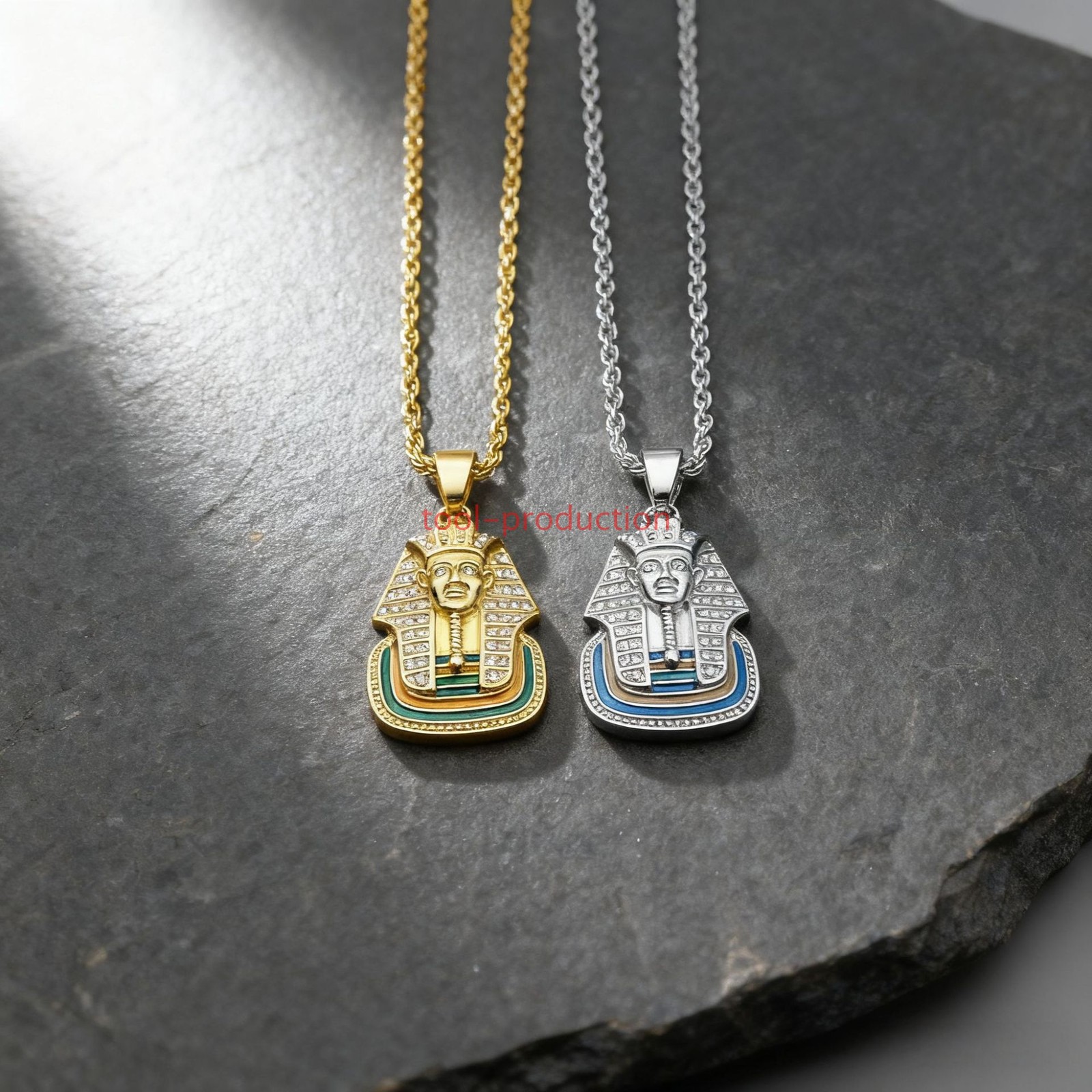 Handmade Sparkling Pharaoh Tutankhamun Charm Pendant With Free Chain