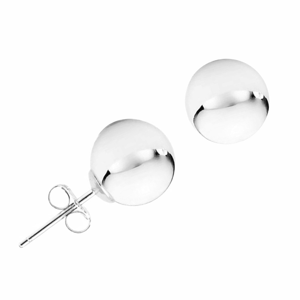 14K White / Yellow Gold Minimalist Round Ball Butterfly Push Back Stud 2mm-8mm