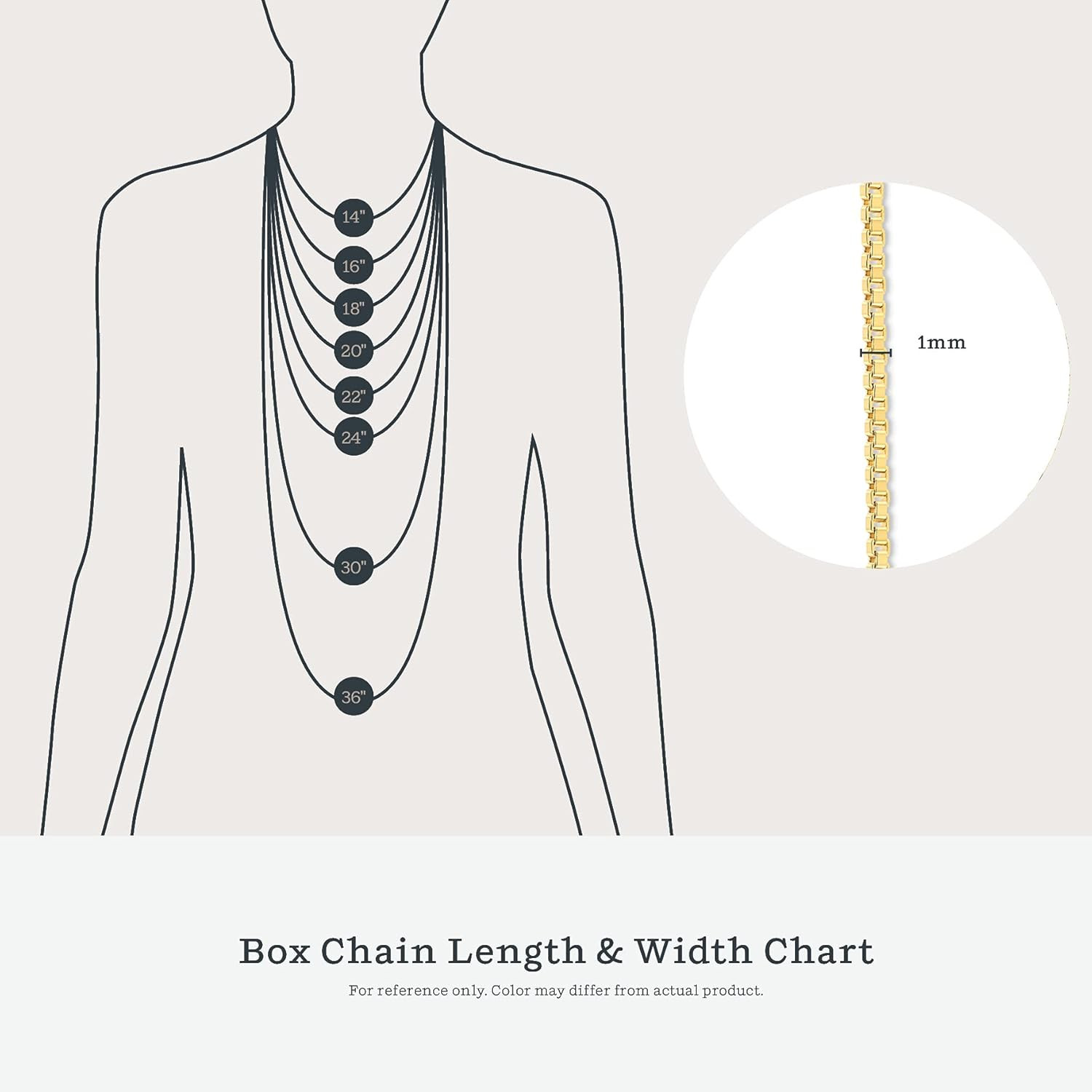 18K Gold Plated 925 Sterling Silver Box Chain Necklace for Women, 1Mm Thin & Stu