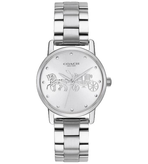 COACH GRAND 14502975 SILVER DIAL & STAINLESS STEEL BRACELET 28MM WOMENS WATCH