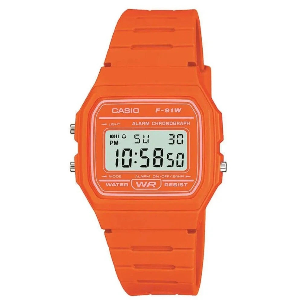 NEW Casio F91W Classic Digital Sport Watch with Resin Strap – Waterproof-Orange