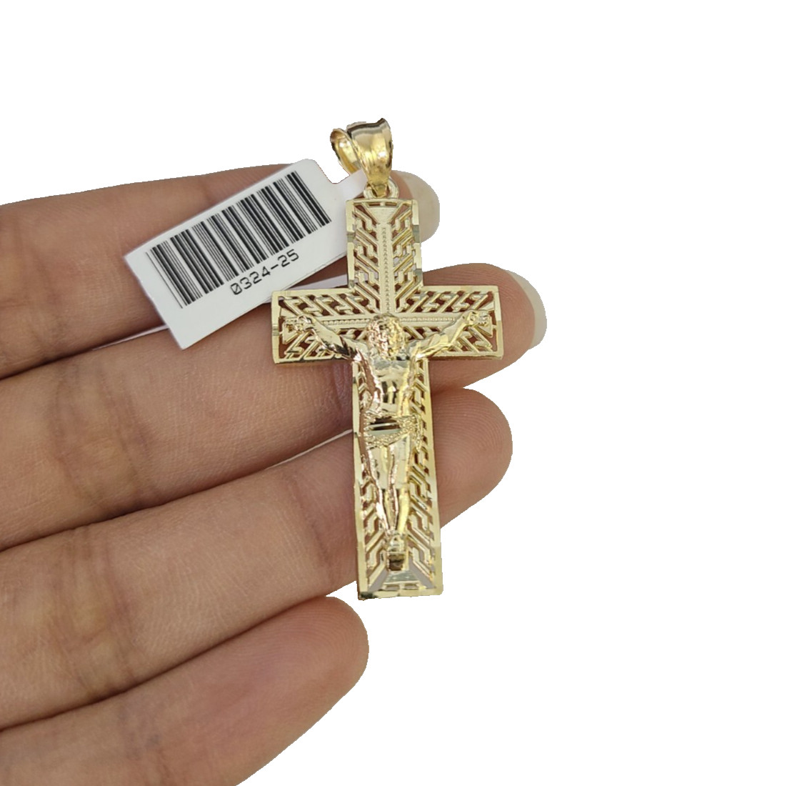10k Jesus Cross Charm Pendant Religious REAL 10Kt Yellow Gold Genuine Crucifix.