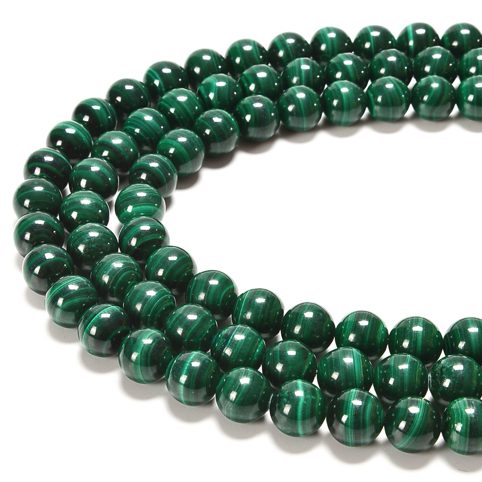 Natural Malachite Smooth Round Beads 6mm 7mm 8mm 10mm 12mm 15.5″ Strand