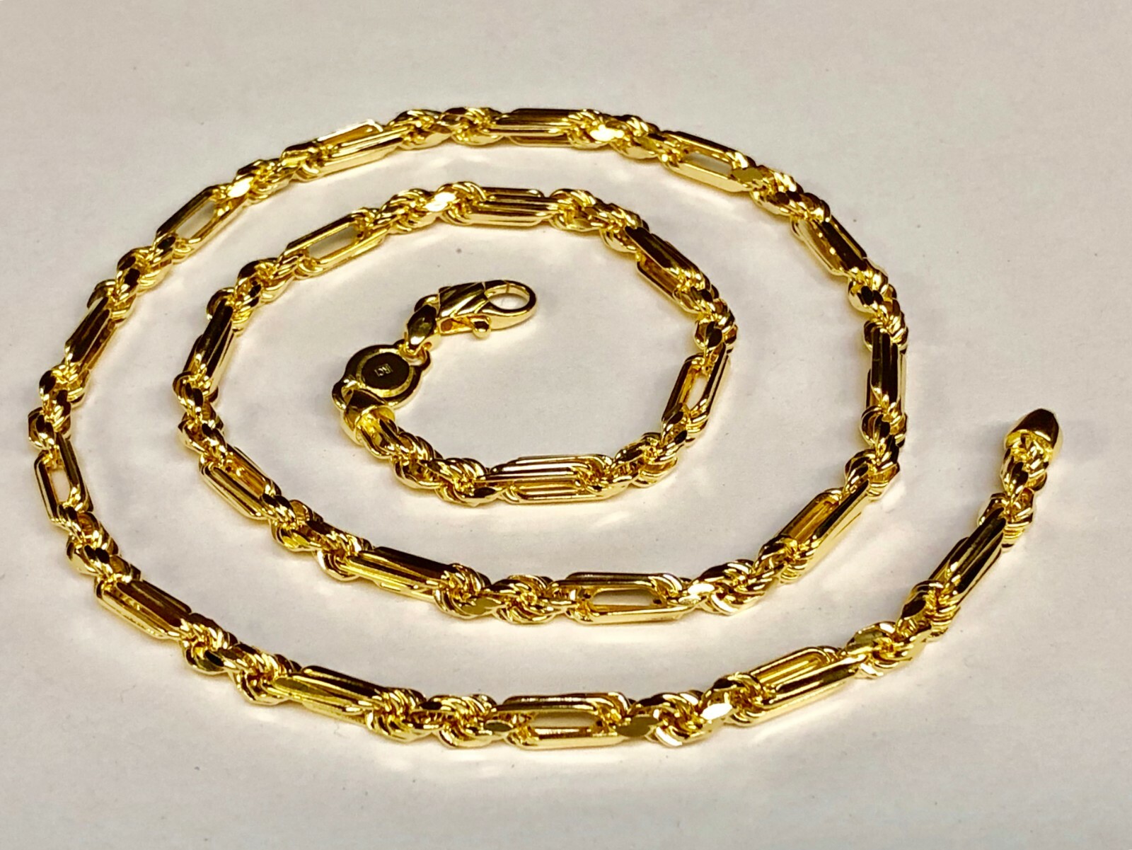 14k Yellow Gold 24″ 4.3 mm Diamond Cut Figarope Link Chain/Necklace 31 Grams