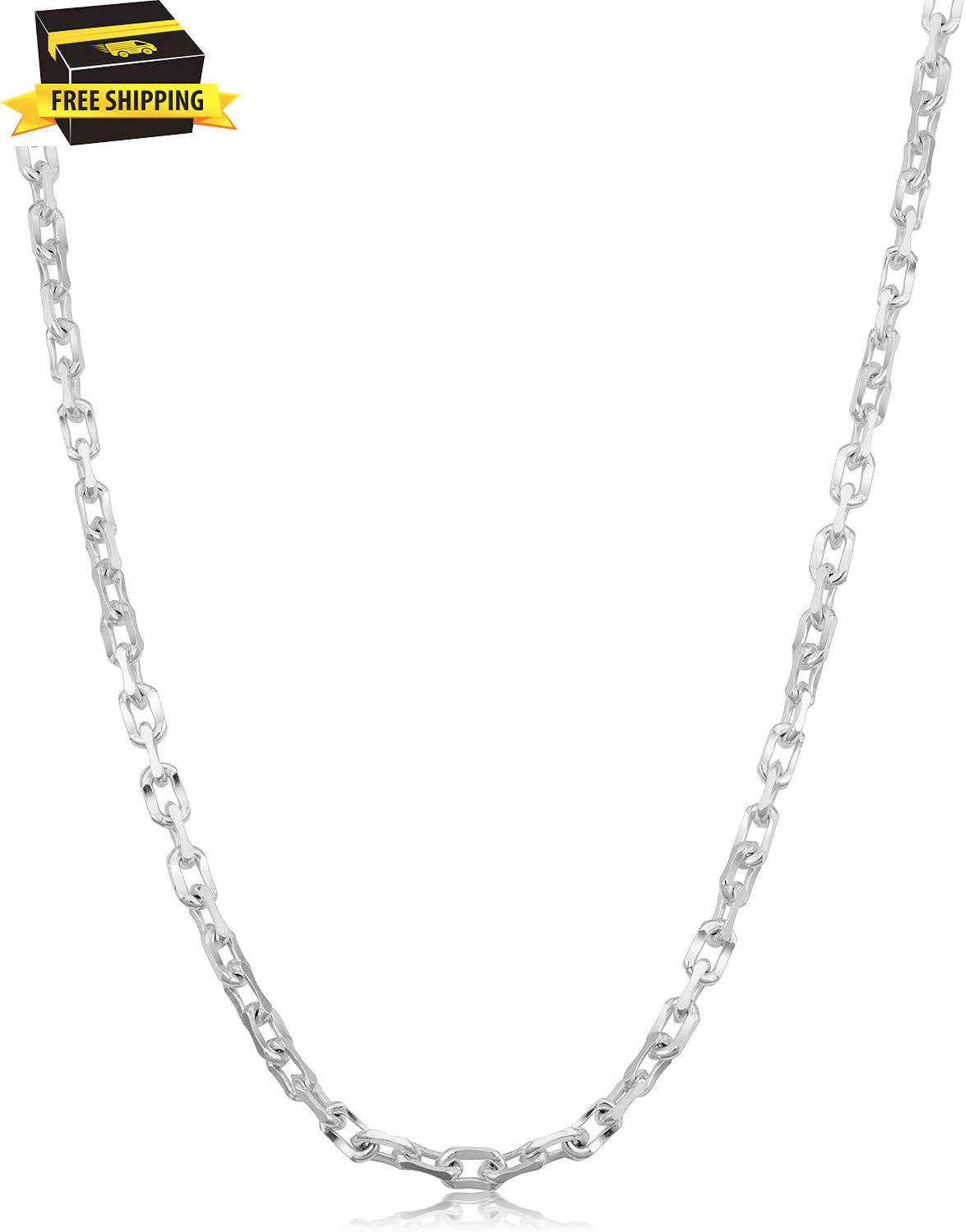 Sterling Silver 3Mm Concave Cable Link Chain (16, 18, 20, 22, 24 or 30 Inch)