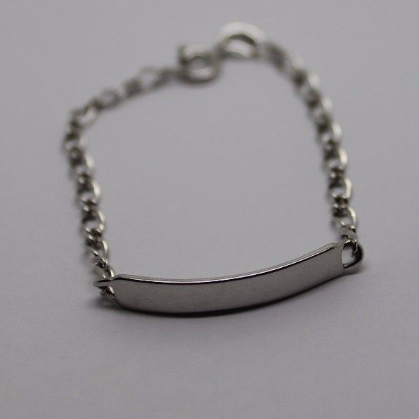 Children 9ct Solid White Gold ID Identification Bracelet – Free Post