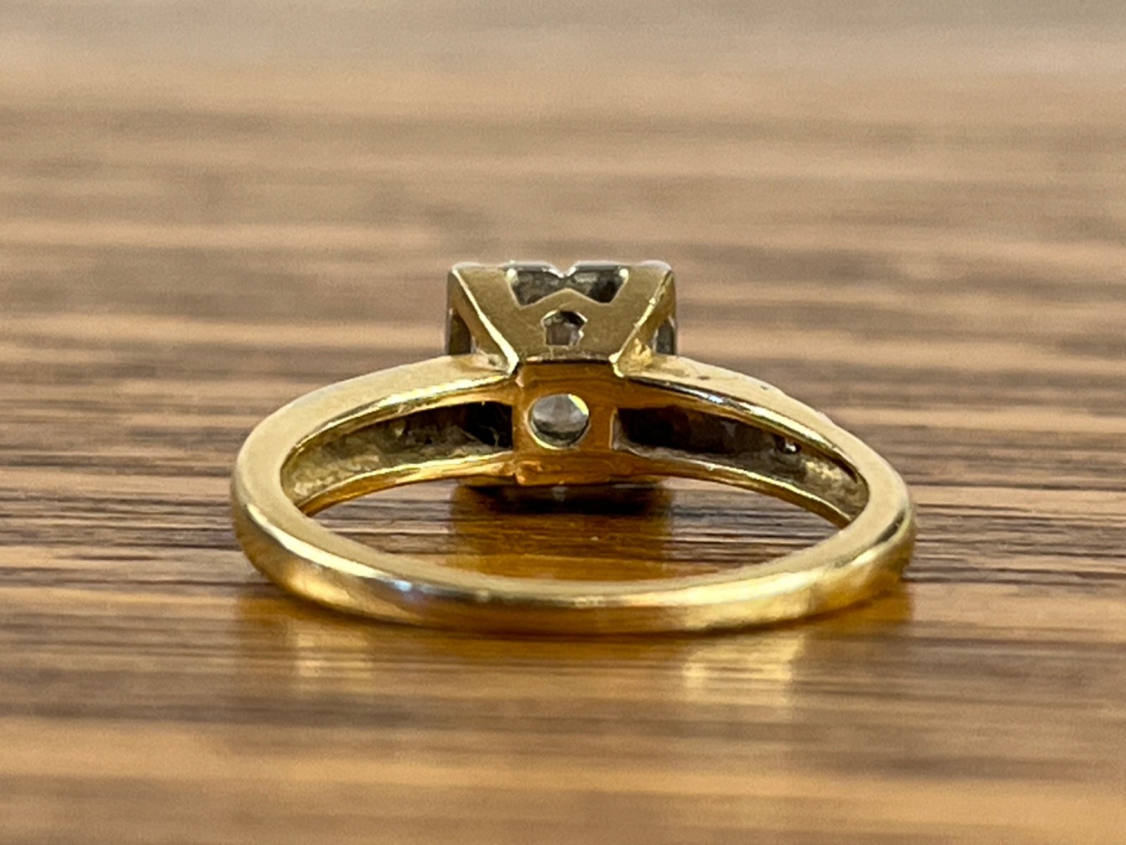 1940’s Vintage 4.2mm Natural Diamond 14K Gold Platinum Hallmark Engagement Ring