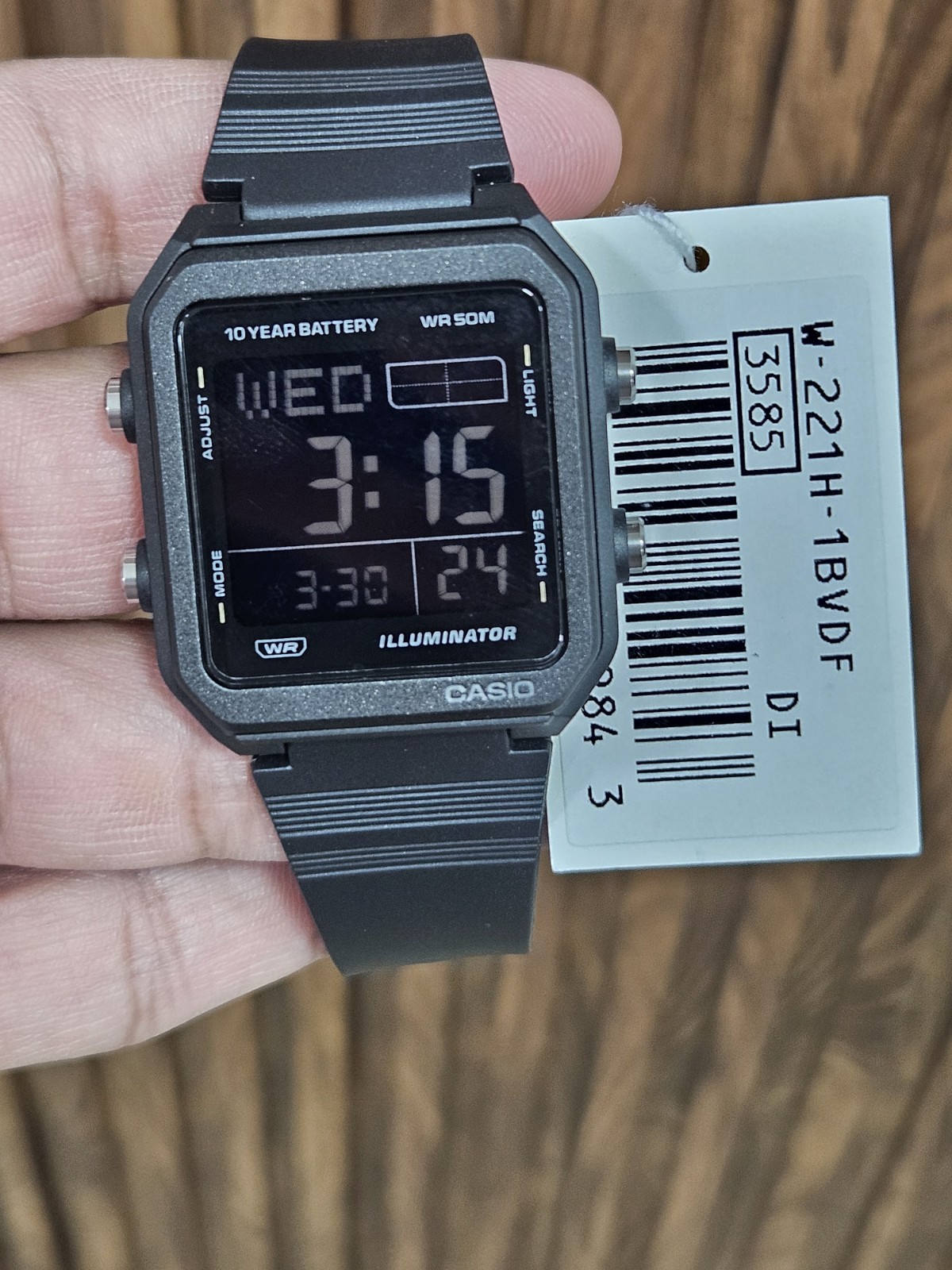 Casio W-221H-1BVDF Black Digital Watch 50M WR 10 Year Battery NEW