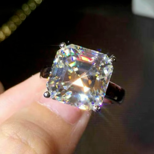 RARE 16.10 Ct Treated Off White Diamond Solitaire Ring In 925 Silver. Certified