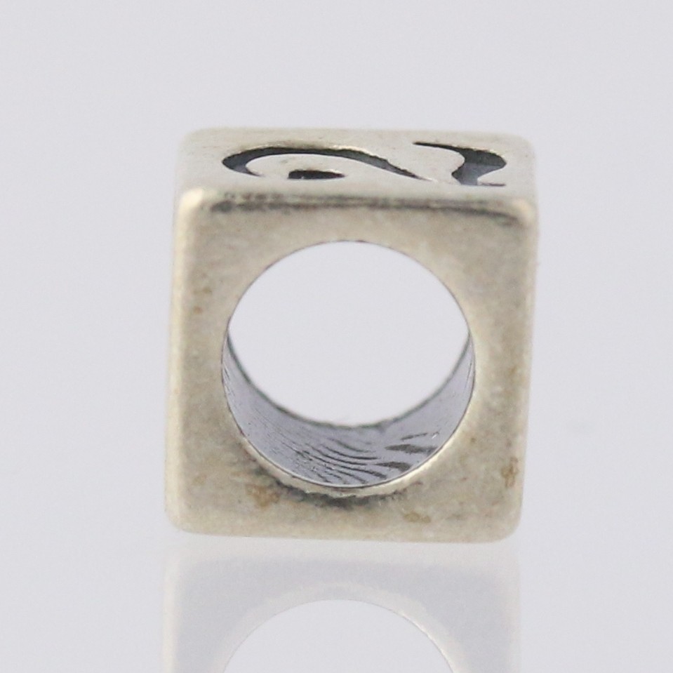 Number 2 Block Bead Charm – Sterling Silver 925 Lucky Symbol Jewelry Making