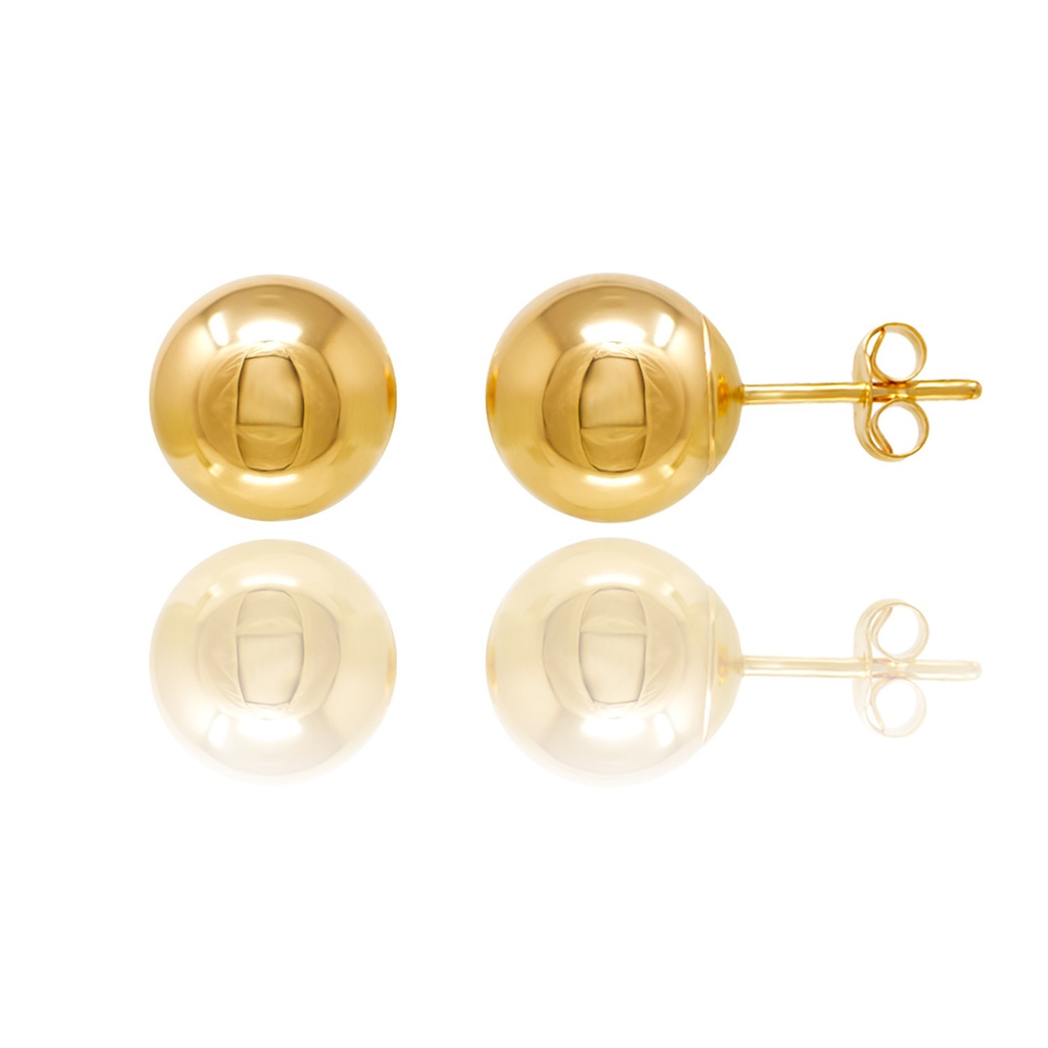 14KT Yellow Gold Ball Stud Earrings 2mm–10mm Butterfly Back