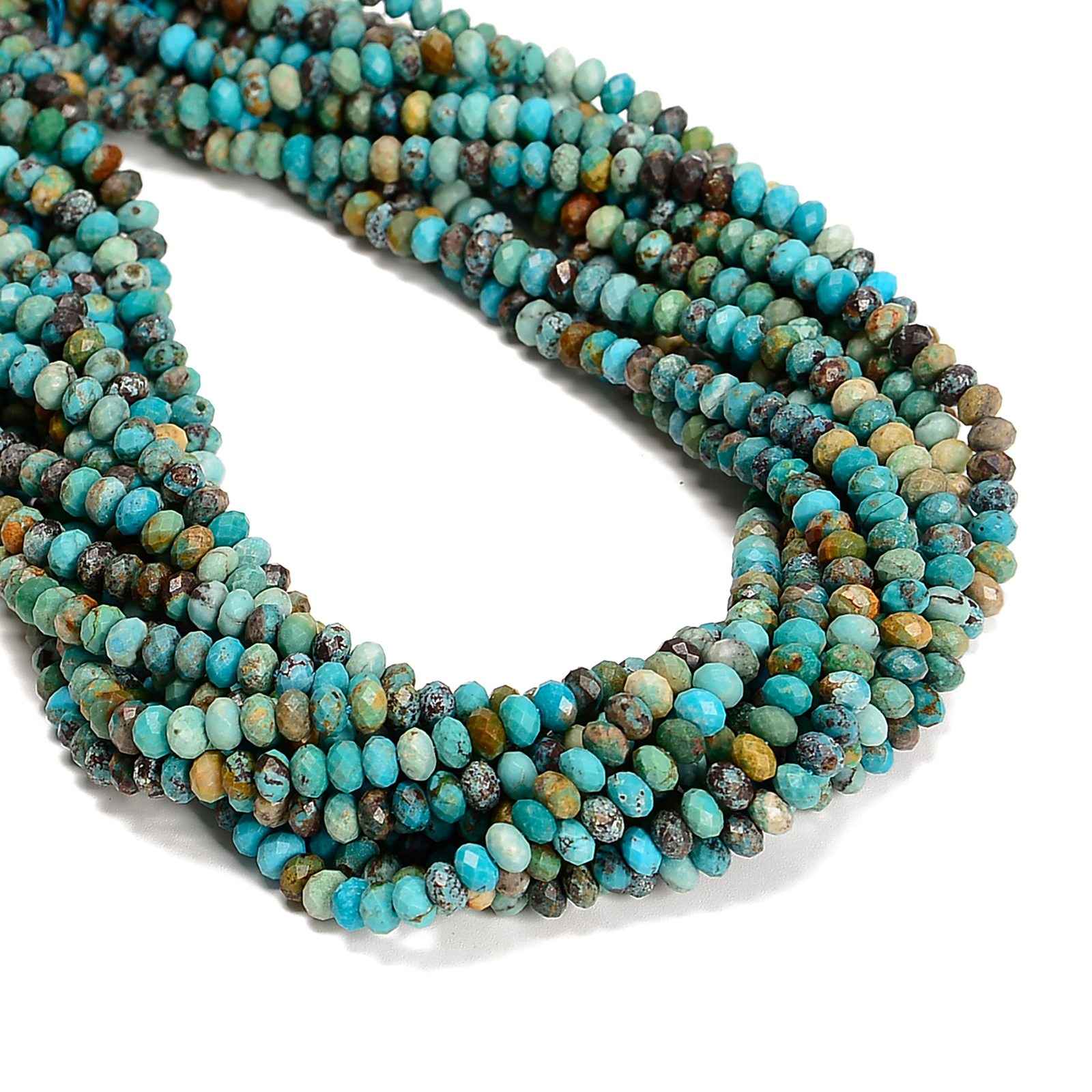 Natural Genuine Blue Turquoise Faceted Rondelle Beads Size 3.5×5.5mm 15.5” Strd