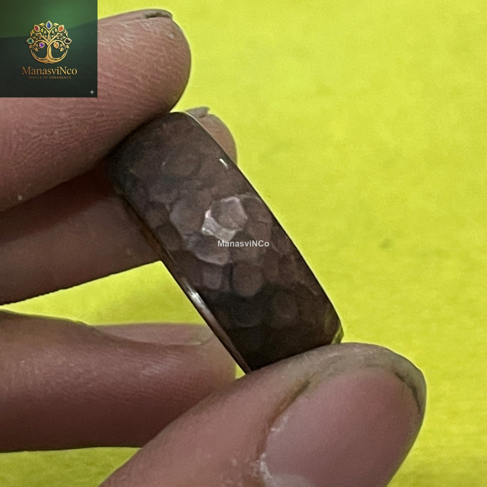 Antique Hammered Copper Patina Ring, Half Round Rustic Band, Handmade Jewelry
