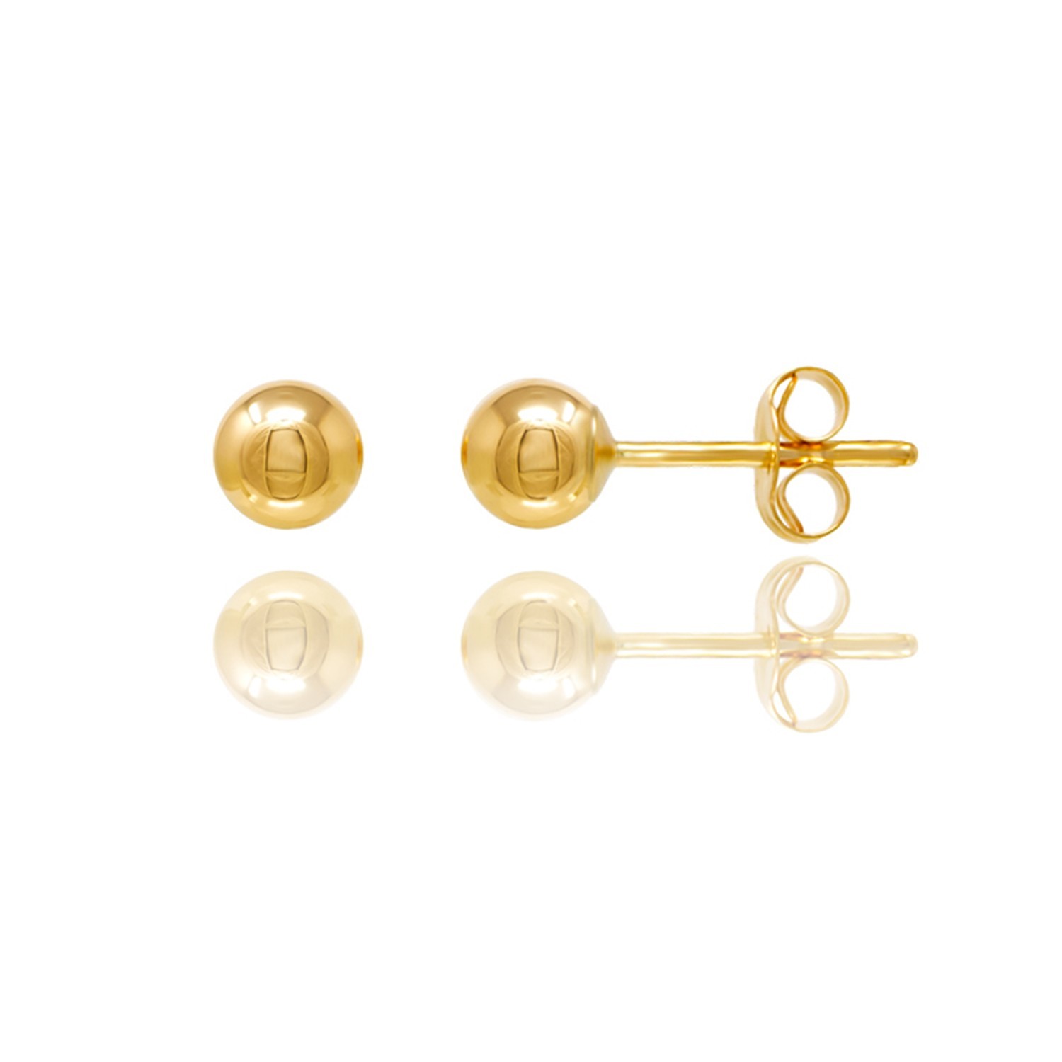 14KT Yellow Gold Ball Stud Earrings 2mm–10mm Butterfly Back