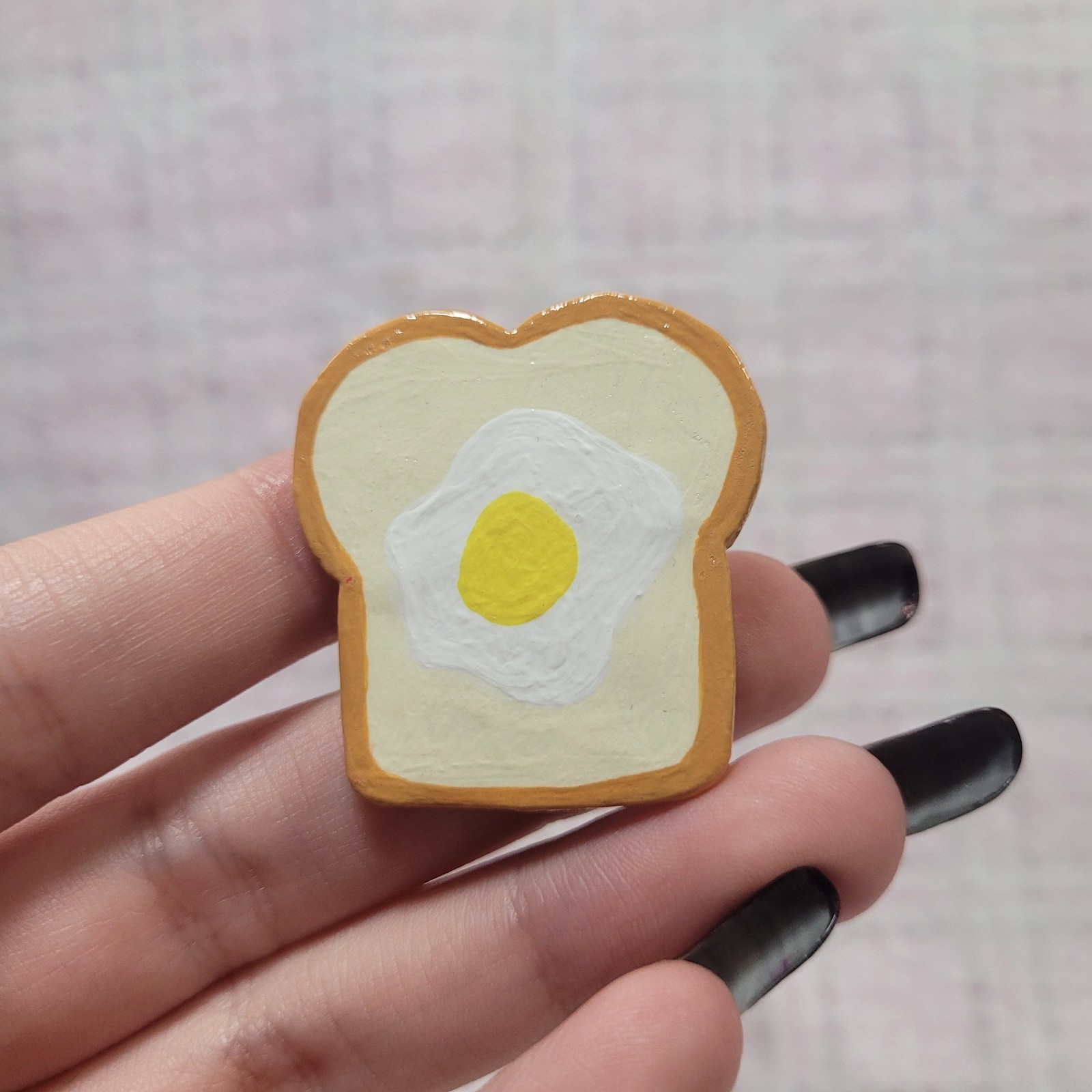 Handmade Art Polymer Clay Bread Toast Pin Food Cute Handcrafted
