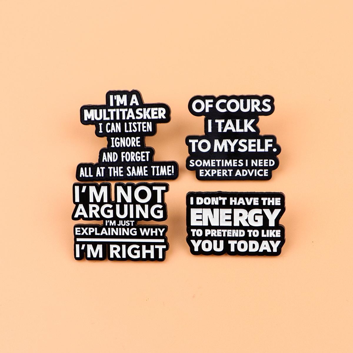 Funny ADHD Quote Enamel Pin Cartoon Cat Brooch Lapel Badge Gift Jewelry
