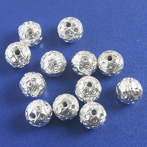 16pcs 7.8mm Silver Tone Round Spacer Beads H5010