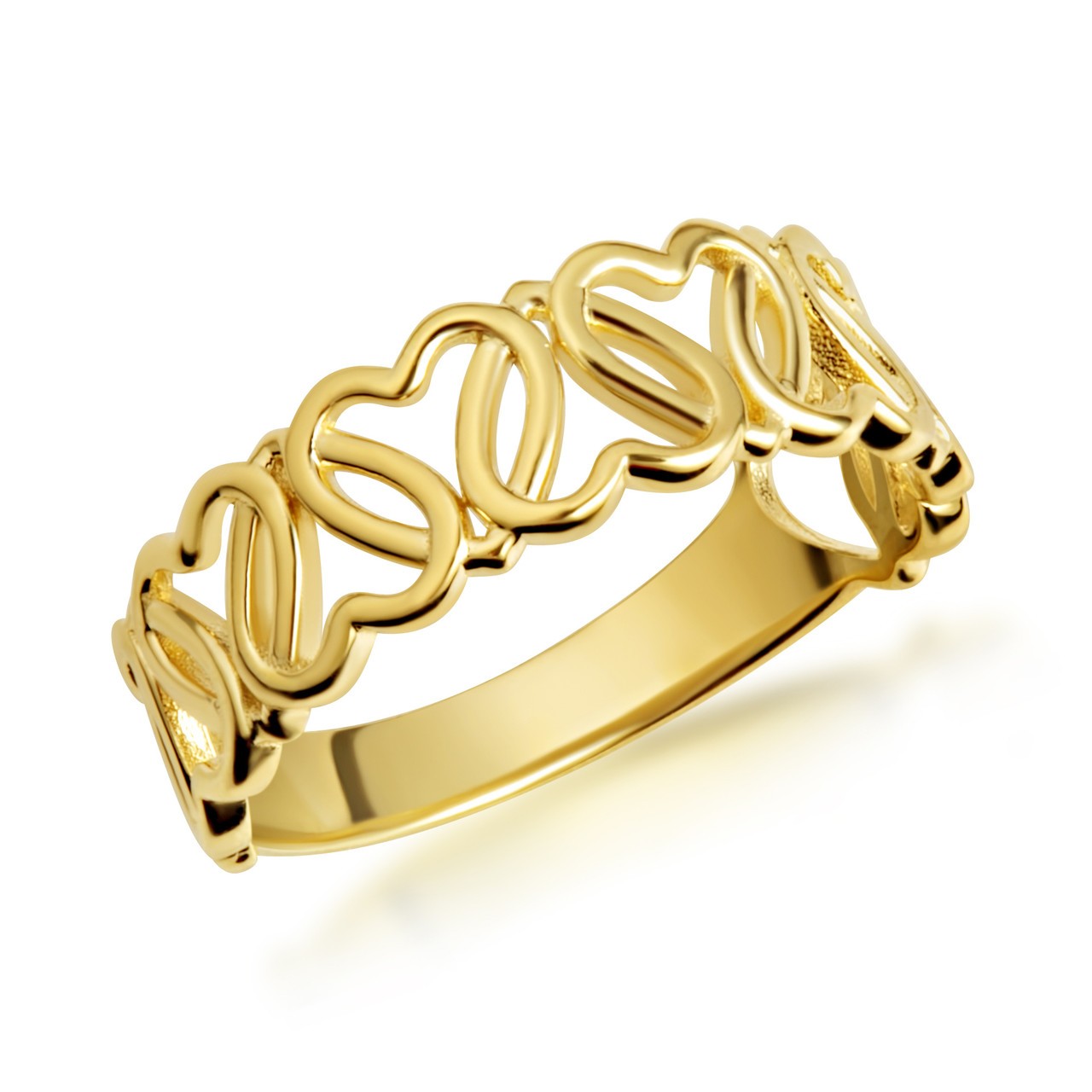 Gold Interlocking Hearts Love Band Ring (Available in Yellow/Rose/White Gold)